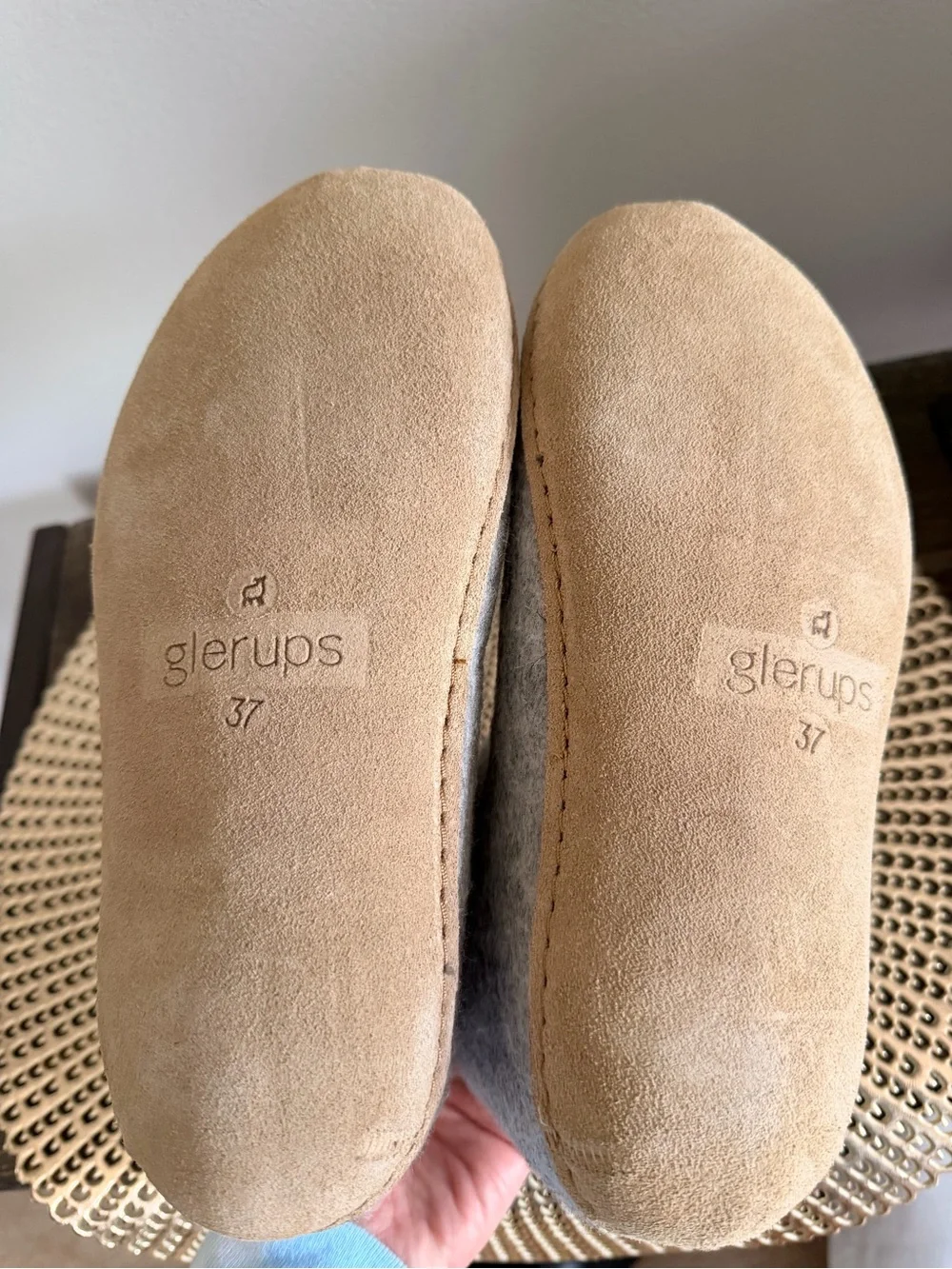 Glerups Grey Wool Ankle Bootie Leather Sole - Cozy Slip-On Size 37 (7)